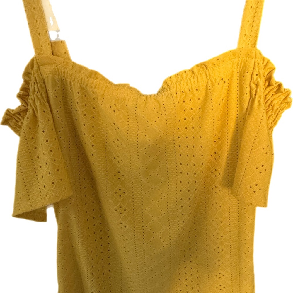 Yellow Eyelet Off-Shoulder Top